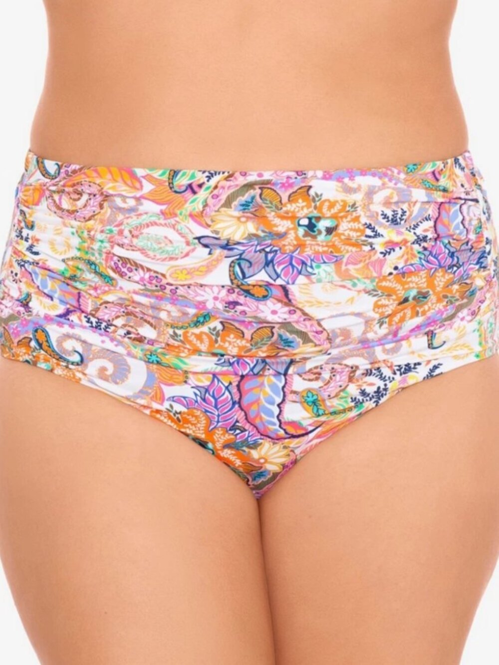 LAUREN RALPH LAUREN Paisley High Rise Bikini Bottom Full Coverage Size 18W